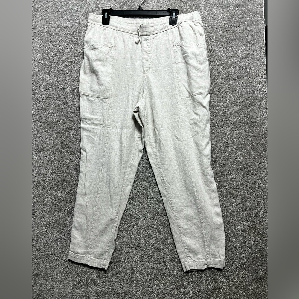Old Navy Beige Woman’s Linen Blend Pull On Crop Pants Size Large